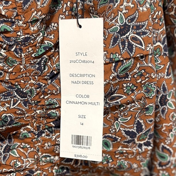 New Veronica Beard Nadi Puff Sleeve Minidress Sz 14 Floral Cinnamon Multi Ruche - Picture 5 of 13